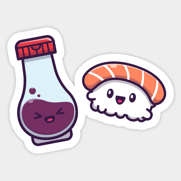 Cute Sushi With Soy Sauce Cartoon Vector Icon Illustration (2) Sticker by Catalyst Labs